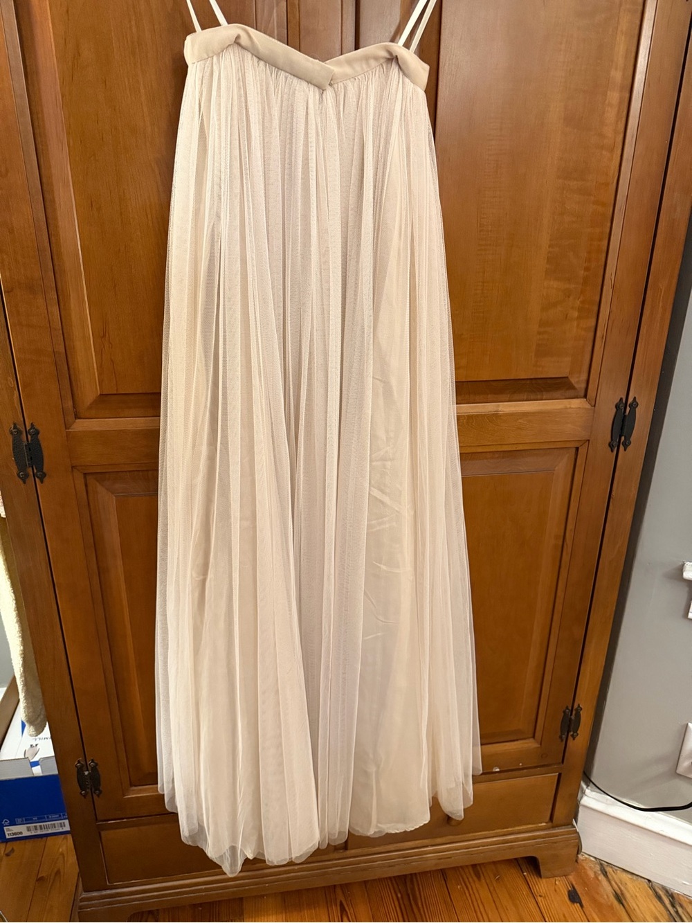 Adrianna Papell Cream Tulle Maxi Skirt